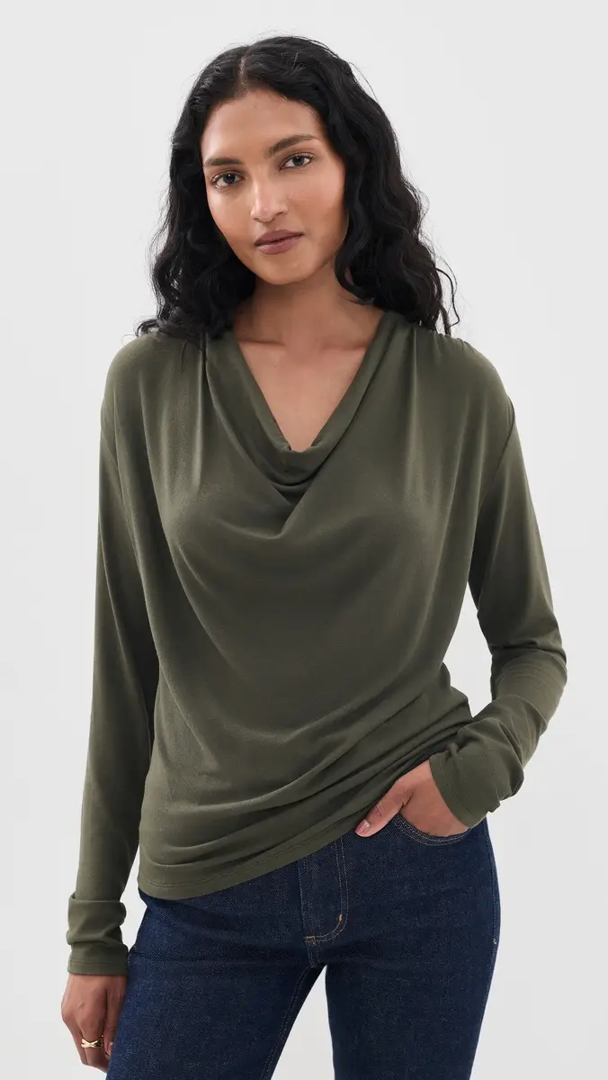 Vince Long Sleeve Cowl Top | Thumbnail 2 Vince Long Sleeve Cowl Top | Thumbnail 2