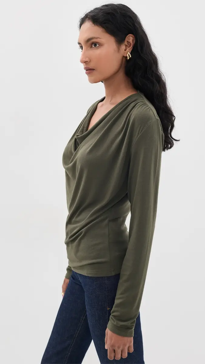 Vince Long Sleeve Cowl Top | Thumbnail 4 Vince Long Sleeve Cowl Top | Thumbnail 4
