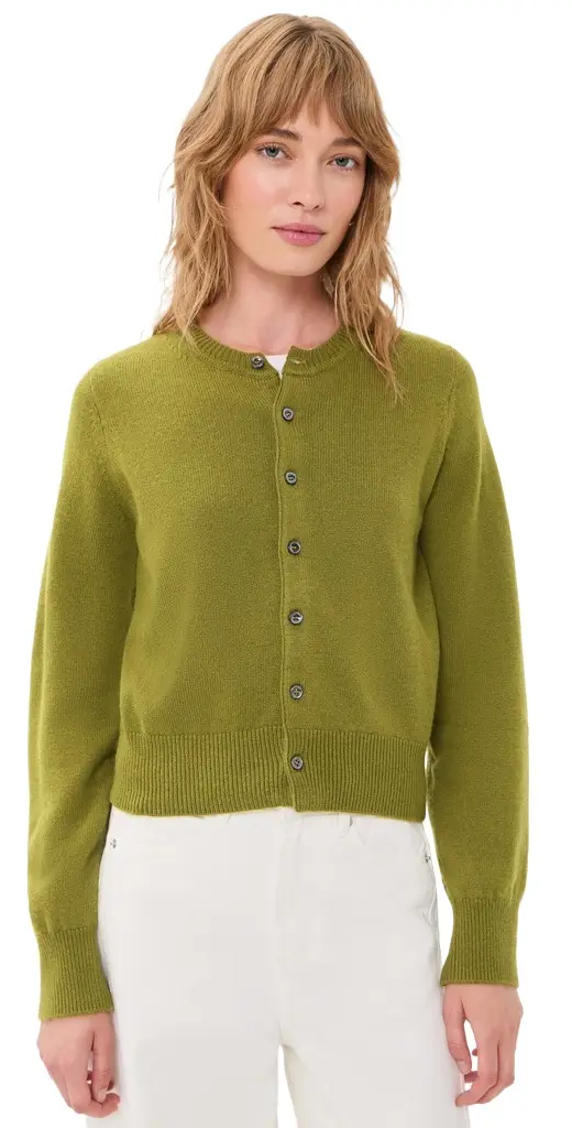 Dunst Crew Neck Knit Cardigan Olive Green L | Image 1 Dunst Crew Neck Knit Cardigan Olive Green L | Image 1