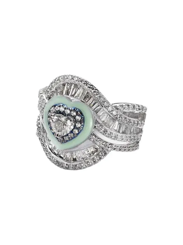 18kt white gold and titanium pinky ring with diamonds 18kt white gold and titanium pinky ring with diamonds