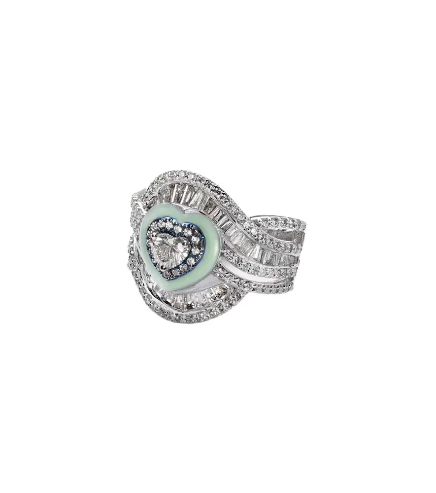 Kamyen 18kt white gold and titanium pinky ring with diamonds | Image 1 Kamyen 18kt white gold and titanium pinky ring with diamonds | Image 1