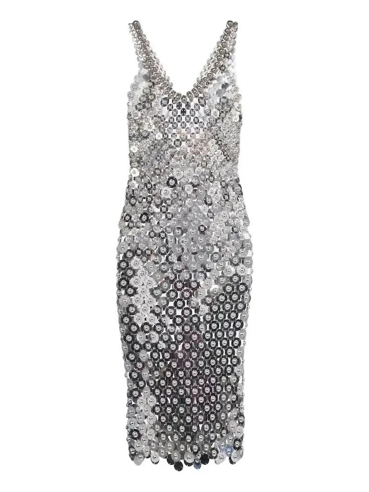 Chainmail embellished cocktail dress