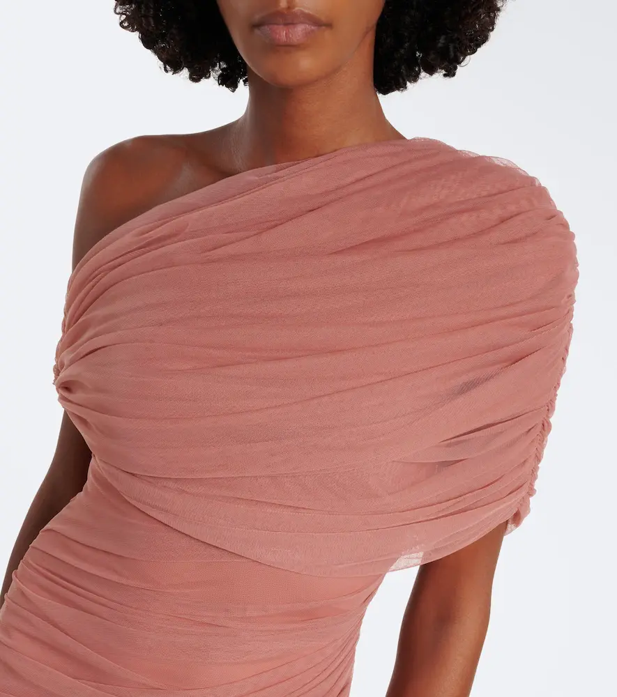 DE LA VALI Himalia asymmetric draped tulle maxi dress | Thumbnail 3
