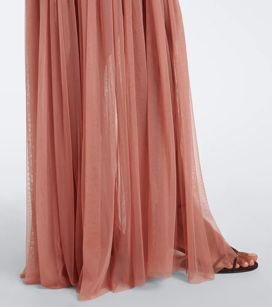 DE LA VALI Himalia asymmetric draped tulle maxi dress | Thumbnail 4