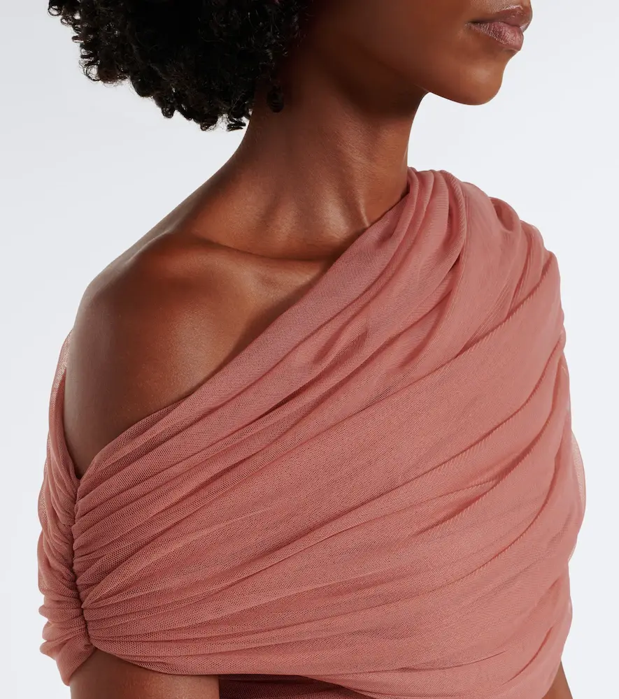 DE LA VALI Himalia asymmetric draped tulle maxi dress | Thumbnail 5