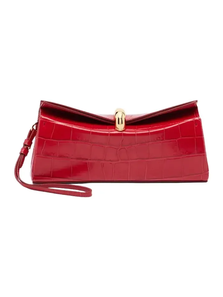 Valérie croc-effect leather clutch Valérie croc-effect leather clutch