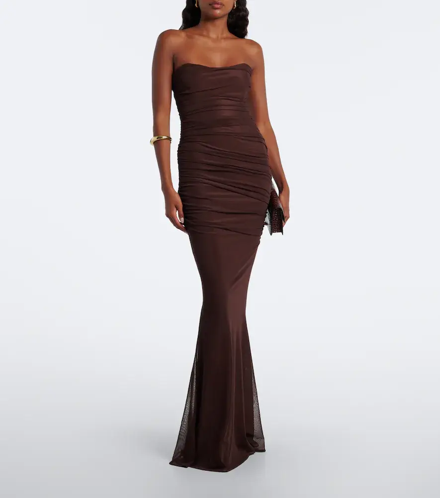 Retrofête Retrofête Isadore draped strapless mesh dress | Thumbnail 3 Retrofête Retrofête Isadore draped strapless mesh dress | Thumbnail 3
