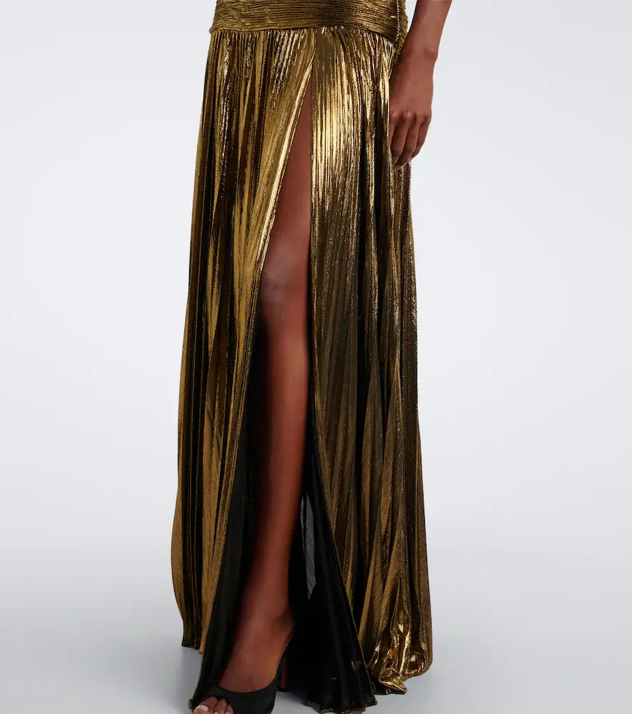 Retrofête Retrofête Thalia plissé halterneck lamé gown | Thumbnail 5 Retrofête Retrofête Thalia plissé halterneck lamé gown | Thumbnail 5