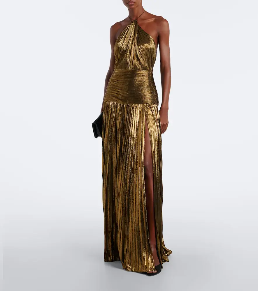 Retrofête Retrofête Thalia plissé halterneck lamé gown | Thumbnail 6 Retrofête Retrofête Thalia plissé halterneck lamé gown | Thumbnail 6
