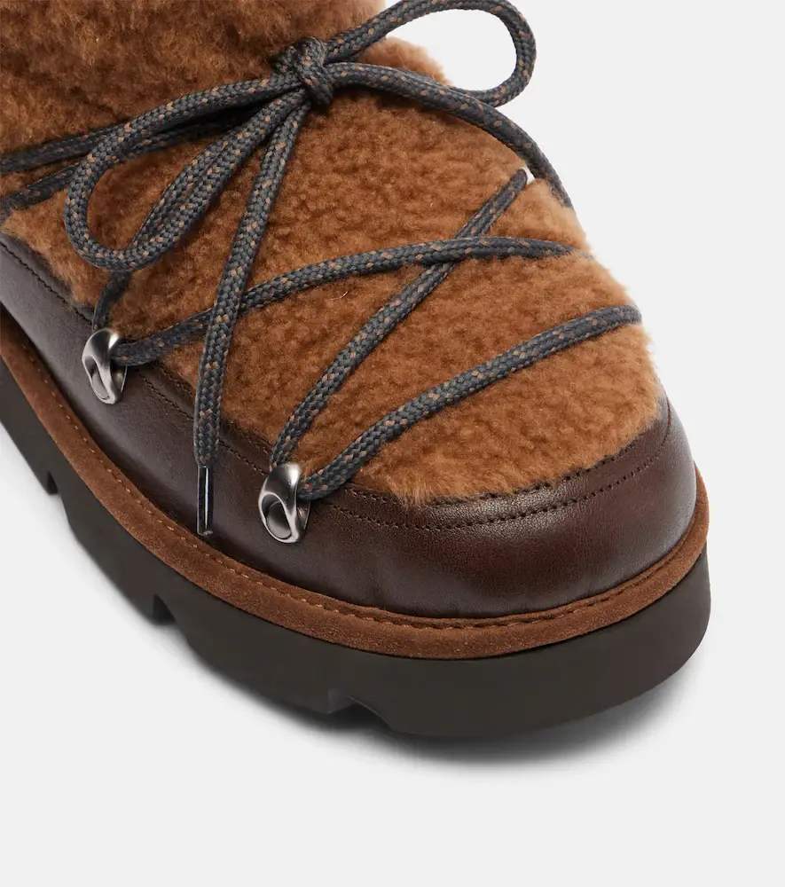 Brunello Cucinelli Monili leather and shearling lace-up boots | Thumbnail 3