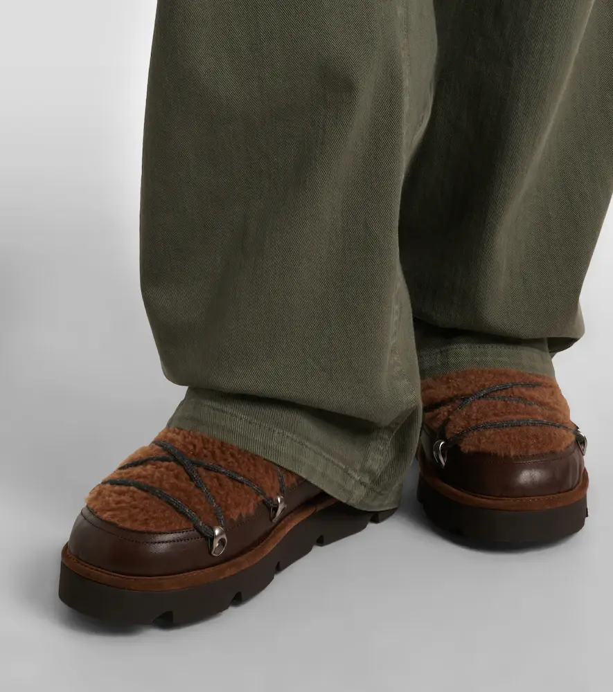 Brunello Cucinelli Monili leather and shearling lace-up boots | Thumbnail 4