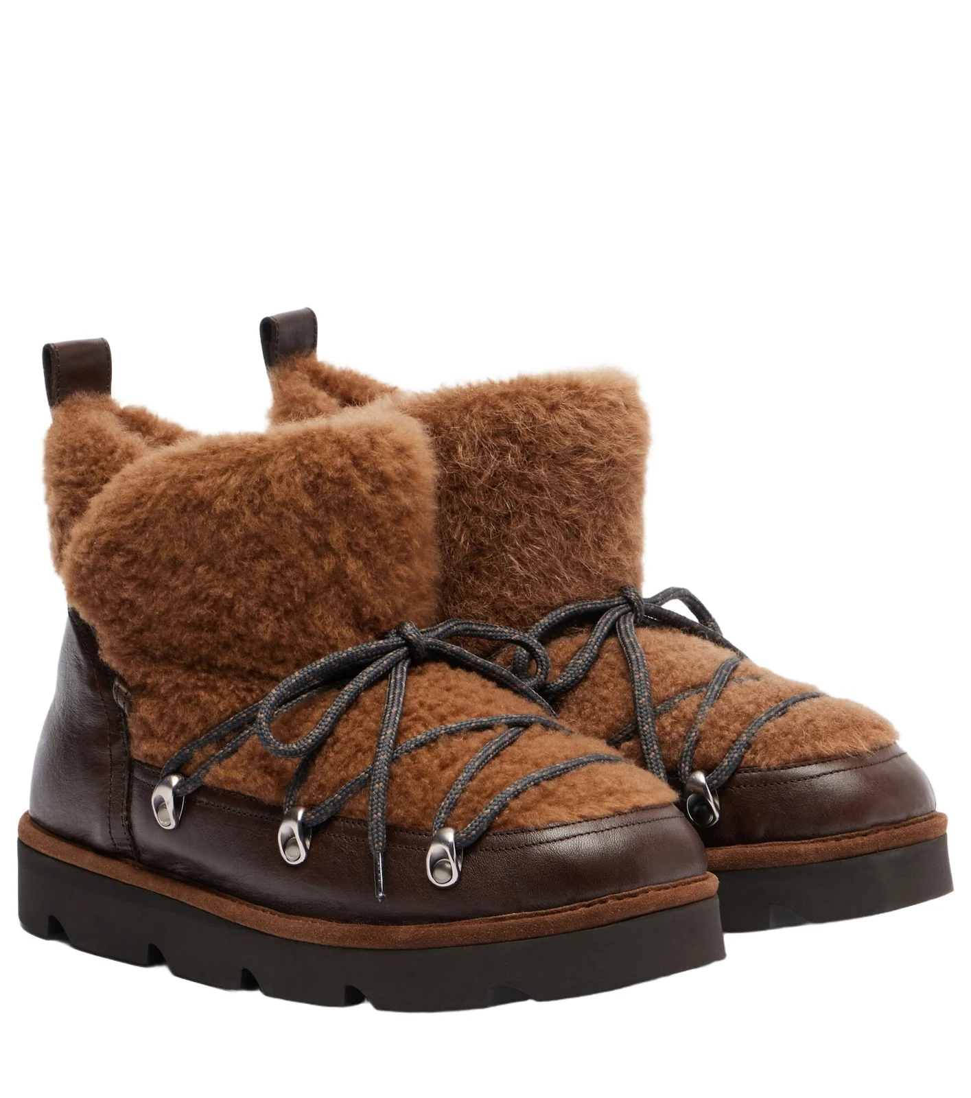 Monili leather and shearling lace-up boots
