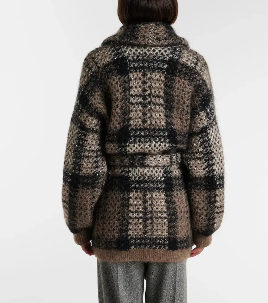 Brunello Cucinelli Checked sequined wrap cardigan | Thumbnail 2 Brunello Cucinelli Checked sequined wrap cardigan | Thumbnail 2