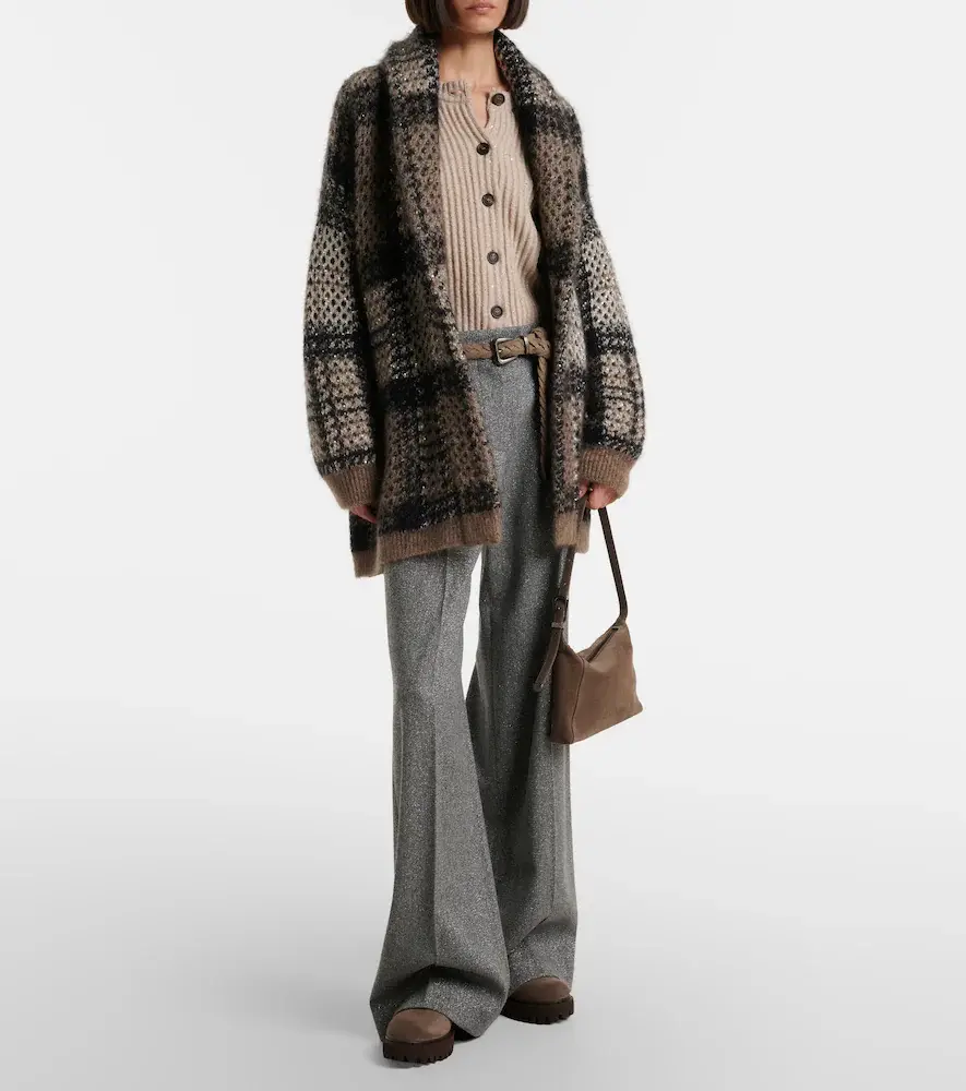 Brunello Cucinelli Checked sequined wrap cardigan | Thumbnail 4 Brunello Cucinelli Checked sequined wrap cardigan | Thumbnail 4