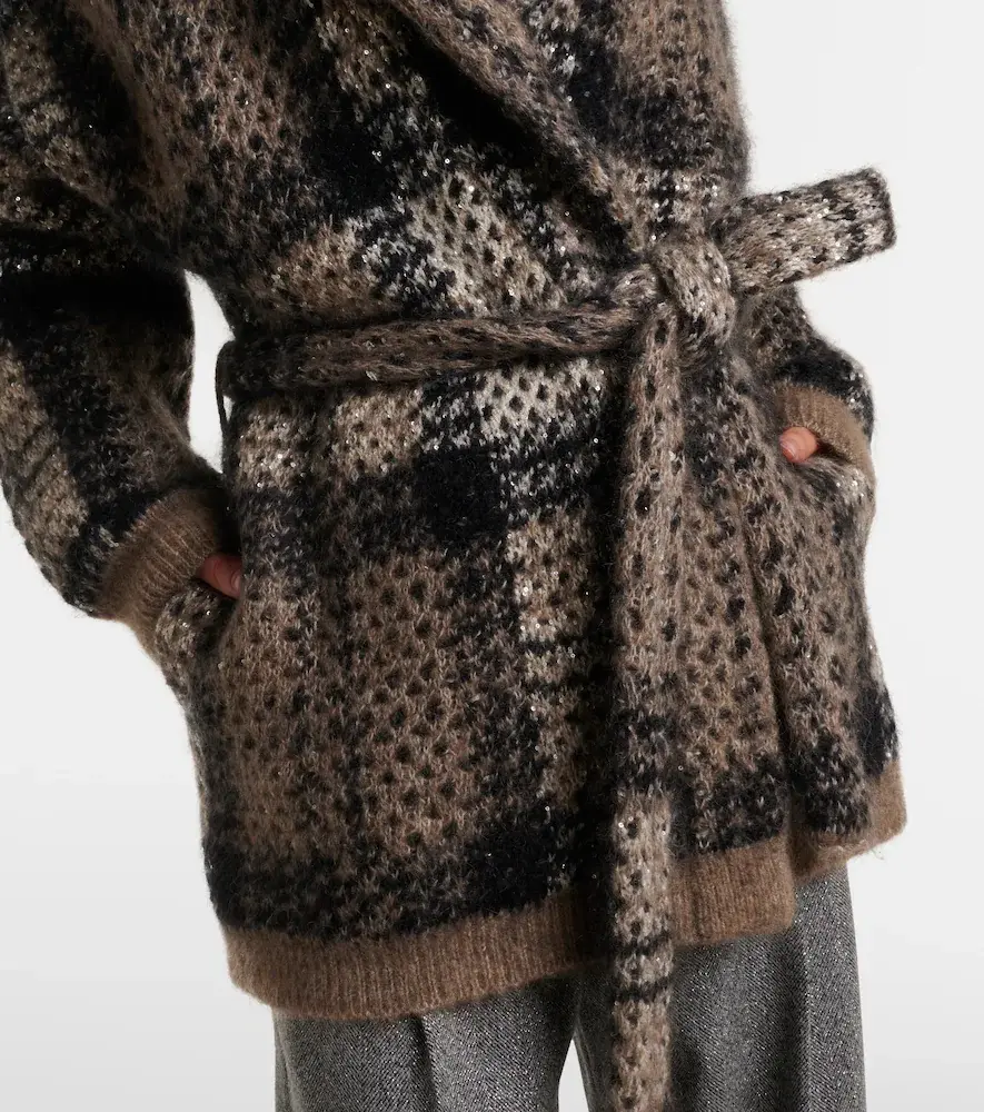 Brunello Cucinelli Checked sequined wrap cardigan | Thumbnail 5 Brunello Cucinelli Checked sequined wrap cardigan | Thumbnail 5