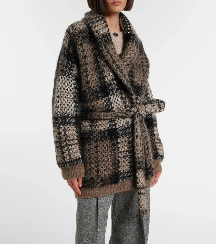Brunello Cucinelli Checked sequined wrap cardigan | Thumbnail 6 Brunello Cucinelli Checked sequined wrap cardigan | Thumbnail 6