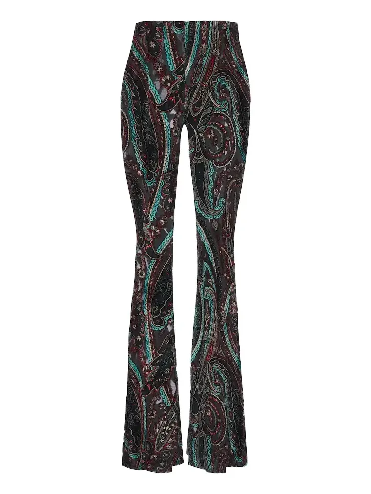 Etro Patch-appliqué paisley flared pants