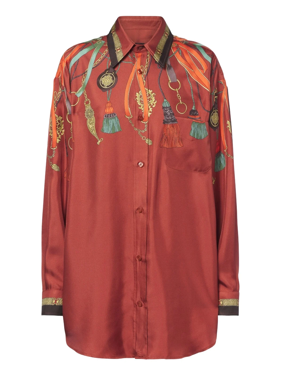 Printed silk satin shirt