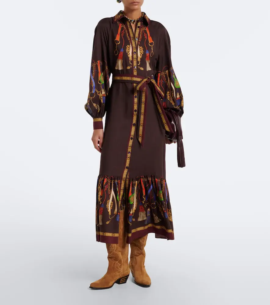 Etro Printed wool and silk twill shirt dress | Thumbnail 4 Etro Printed wool and silk twill shirt dress | Thumbnail 4