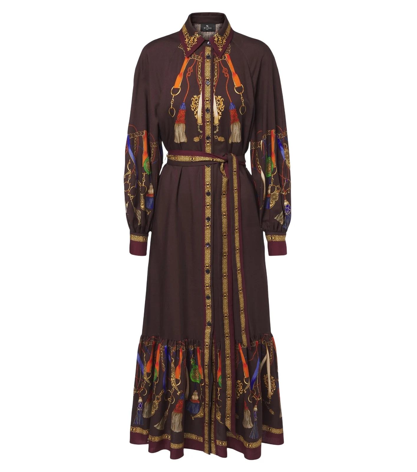 Printed wool and silk twill shirt dress Printed wool and silk twill shirt dress