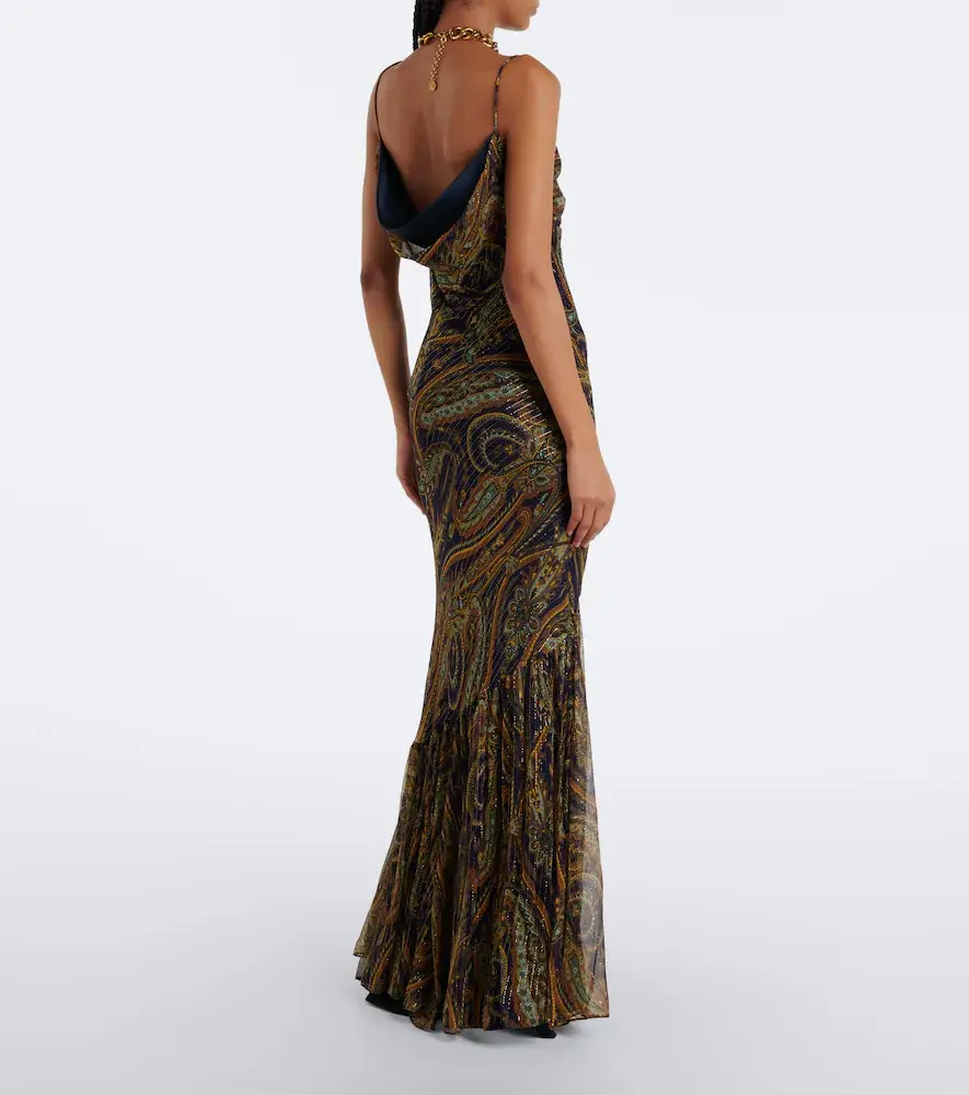 Etro Paisley silk-blend chiffon gown | Thumbnail 4