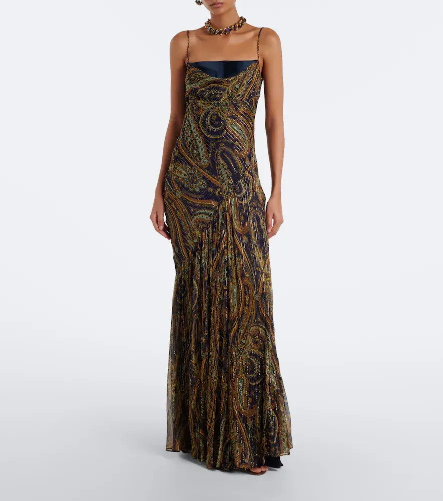 Etro Paisley silk-blend chiffon gown | Thumbnail 6