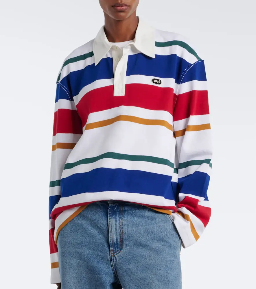 AMI PARIS Striped oversized cotton polo shirt | Thumbnail 4