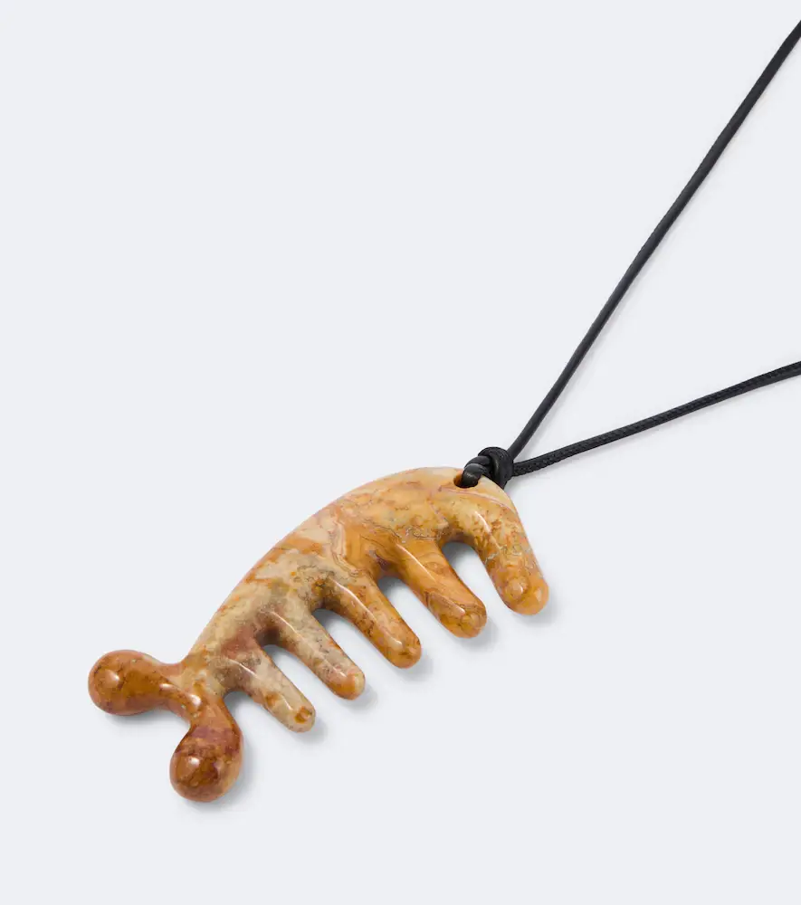 Lemaire Gua Sha leather necklace with yellow jasper | Thumbnail 3 Lemaire Gua Sha leather necklace with yellow jasper | Thumbnail 3