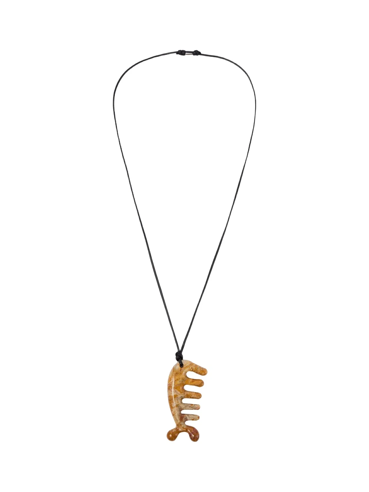 Lemaire Gua Sha leather necklace with yellow jasper