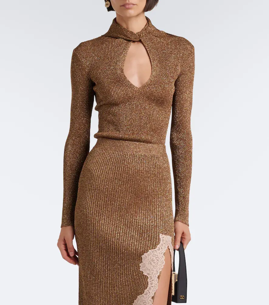Valentino Garavani Cut-out lamé sweater | Thumbnail 6 Valentino Garavani Cut-out lamé sweater | Thumbnail 6