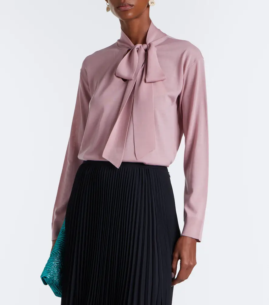 Valentino Garavani Tie-neck oversized wool sweater | Thumbnail 2