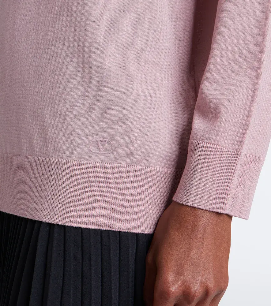 Valentino Garavani Tie-neck oversized wool sweater | Thumbnail 4