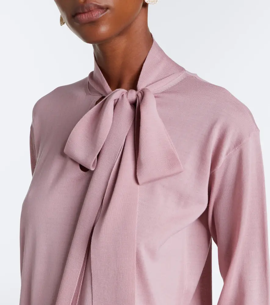 Valentino Garavani Tie-neck oversized wool sweater | Thumbnail 5