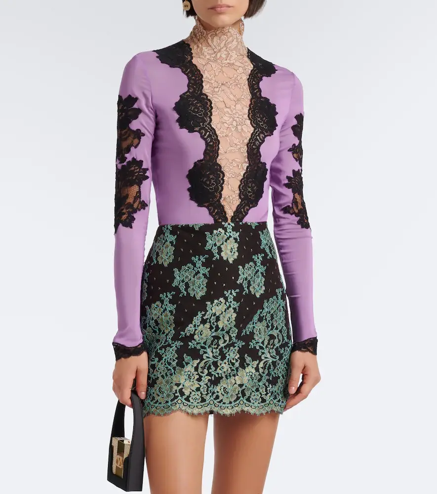 Valentino Garavani Turtleneck lace-trimmed bodysuit | Thumbnail 4