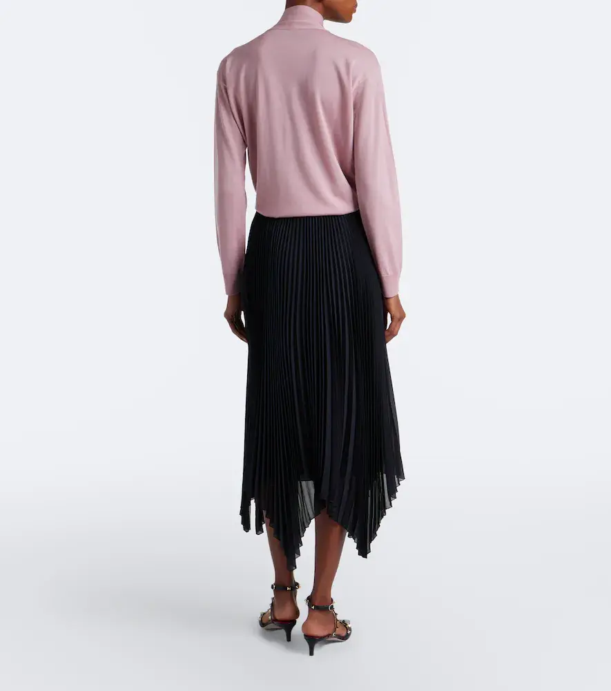 Valentino Garavani Asymmetric plissé georgette midi skirt | Thumbnail 3