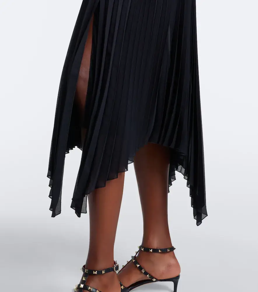 Valentino Garavani Asymmetric plissé georgette midi skirt | Thumbnail 4