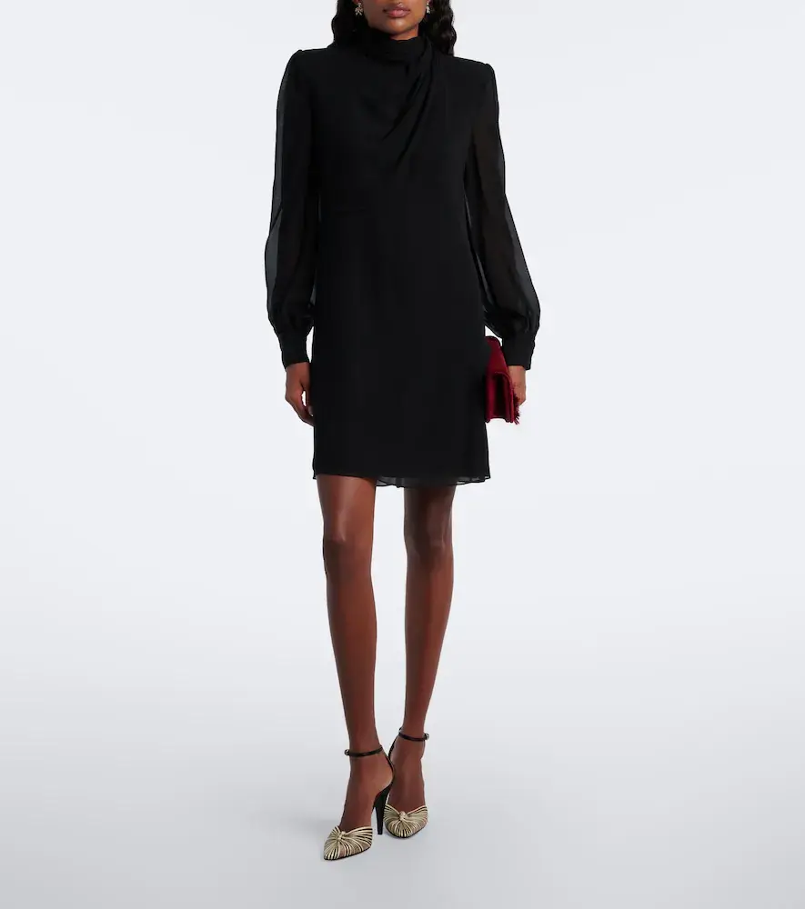 Valentino Garavani Draped silk georgette minidress | Thumbnail 5 Valentino Garavani Draped silk georgette minidress | Thumbnail 5