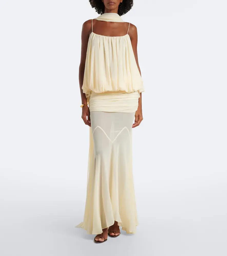 DE LA VALI Inara Gathered chiffon maxi dress | Thumbnail 5 DE LA VALI Inara Gathered chiffon maxi dress | Thumbnail 5