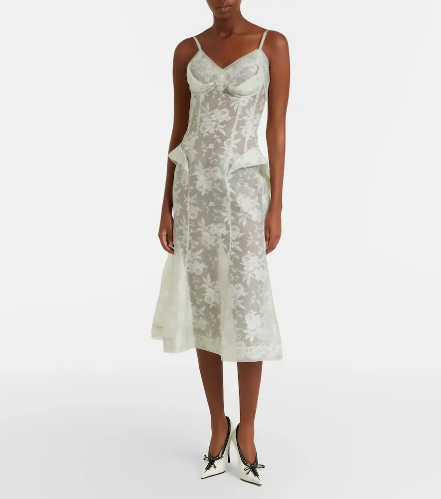 Alexander McQueen Peplum silk lace corset dress | Thumbnail 4 Alexander McQueen Peplum silk lace corset dress | Thumbnail 4