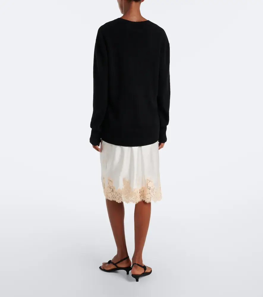 DÔEN Dôen Elowette lace-trimmed silk satin midi skirt | Thumbnail 3 DÔEN Dôen Elowette lace-trimmed silk satin midi skirt | Thumbnail 3