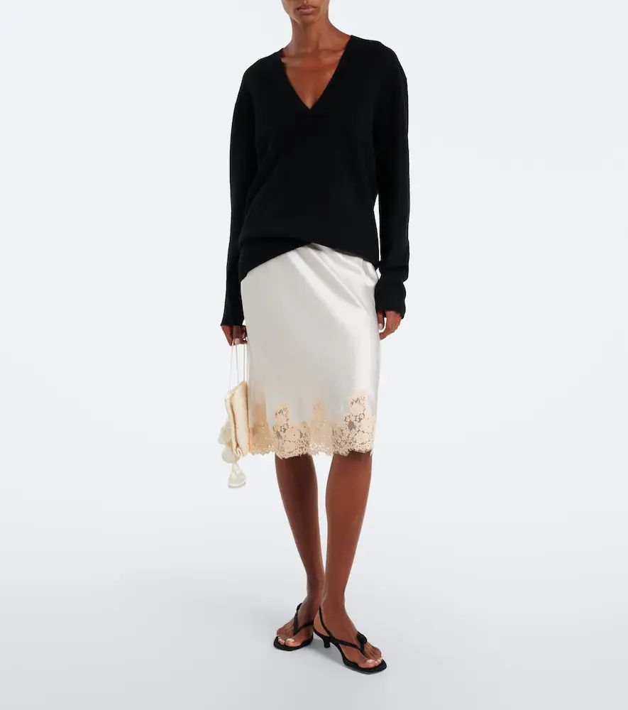DÔEN Dôen Elowette lace-trimmed silk satin midi skirt | Thumbnail 5 DÔEN Dôen Elowette lace-trimmed silk satin midi skirt | Thumbnail 5
