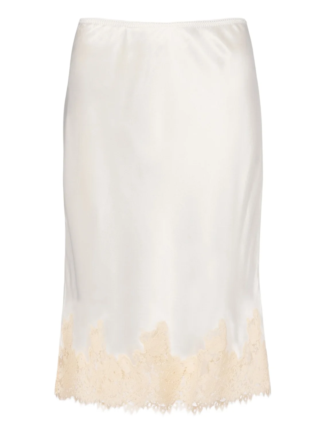 Dôen Elowette lace-trimmed silk satin midi skirt