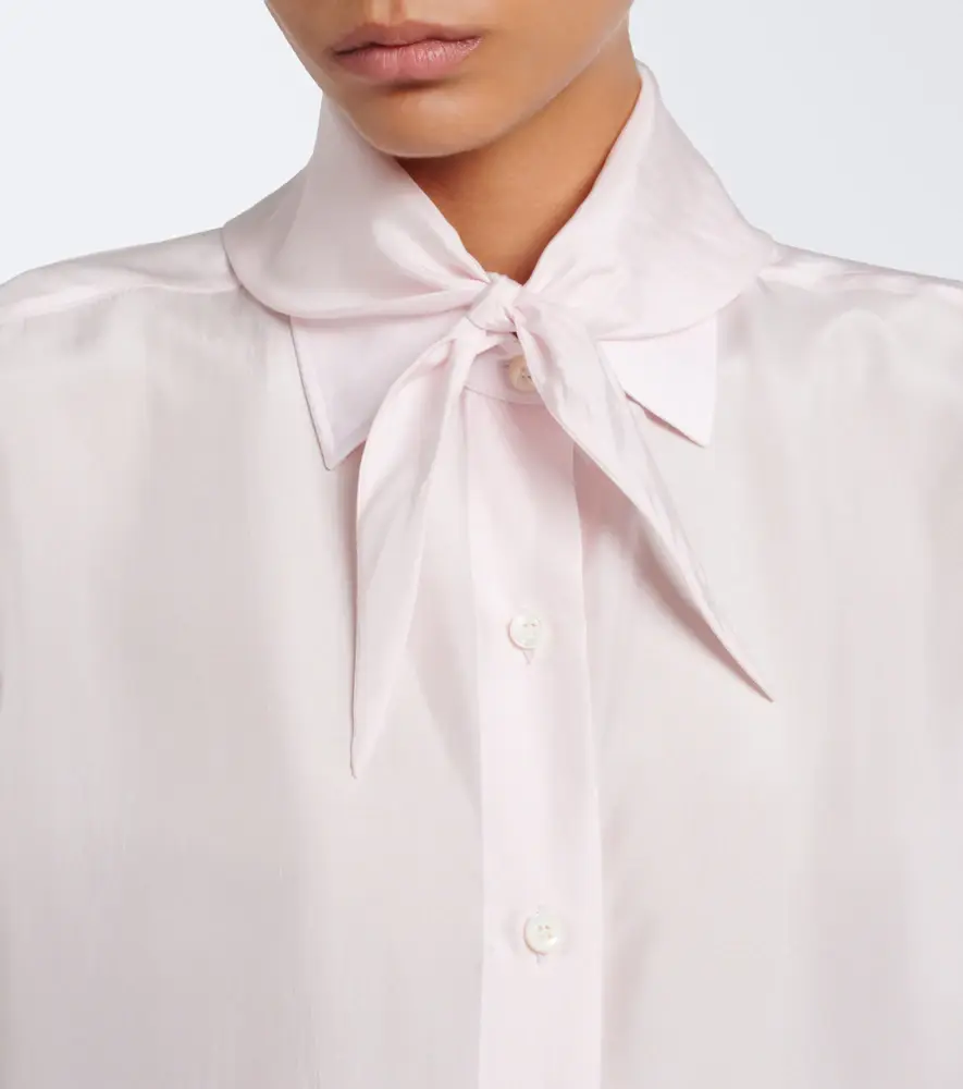 Prada Tie-neck silk poplin shirt | Thumbnail 2 Prada Tie-neck silk poplin shirt | Thumbnail 2