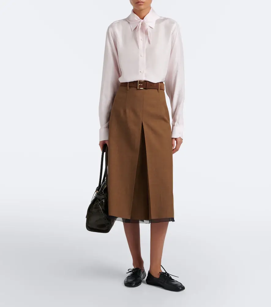 Prada Tie-neck silk poplin shirt | Thumbnail 5 Prada Tie-neck silk poplin shirt | Thumbnail 5