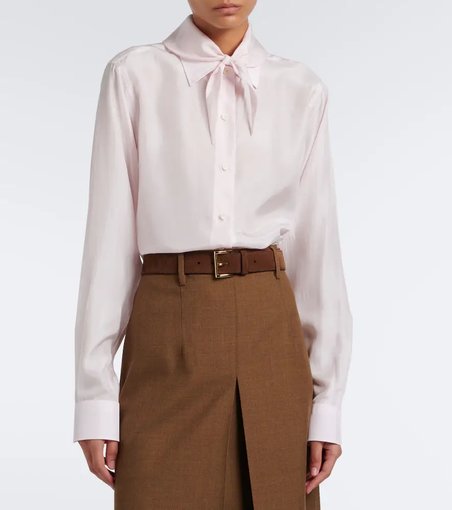 Prada Tie-neck silk poplin shirt | Thumbnail 6 Prada Tie-neck silk poplin shirt | Thumbnail 6