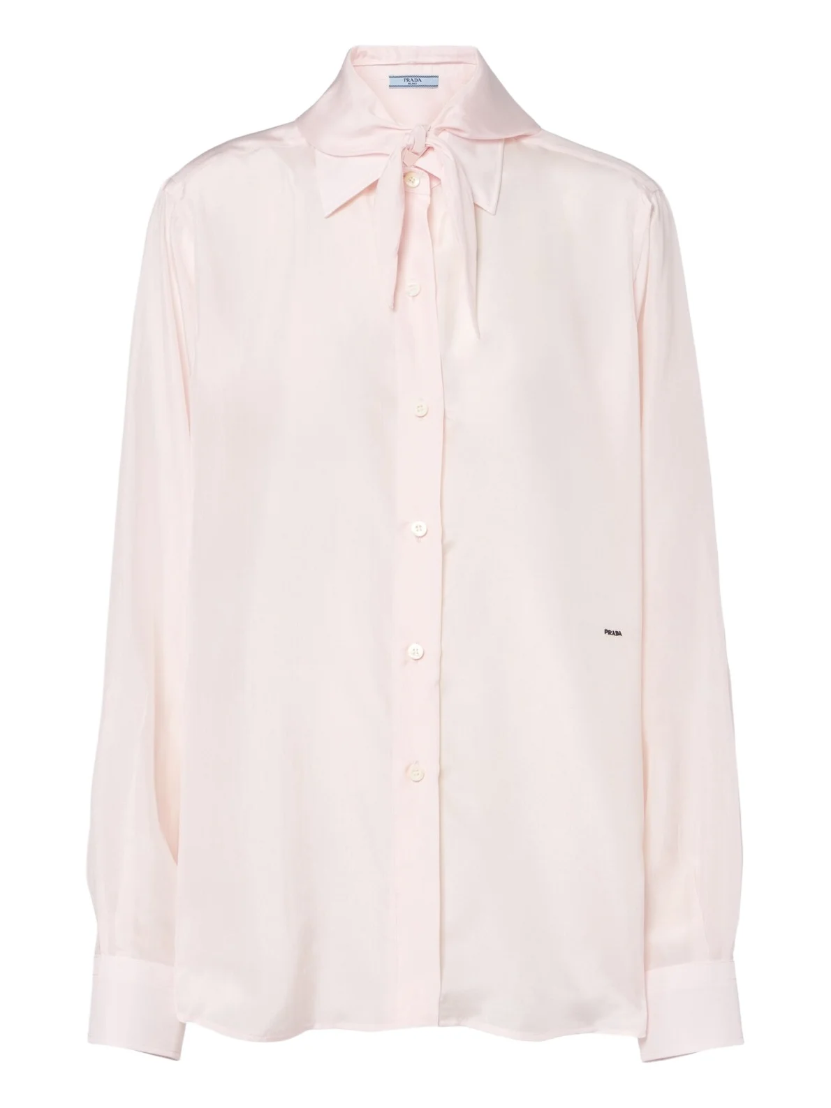 Tie-neck silk poplin shirt Tie-neck silk poplin shirt