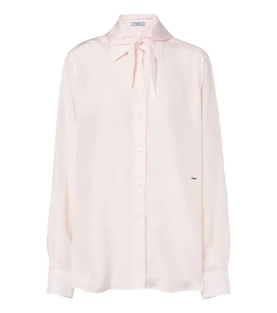 Prada Tie-neck silk poplin blouse | Image 1 Prada Tie-neck silk poplin blouse | Image 1