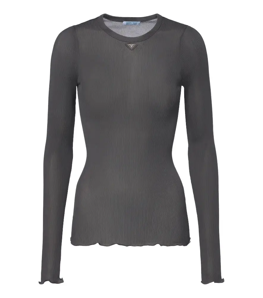Prada Ribbed-knit silk top | Image 1 Prada Ribbed-knit silk top | Image 1