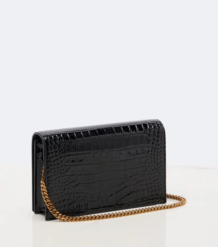 Saint Laurent Cassandre croc-effect leather chain wallet | Thumbnail 4