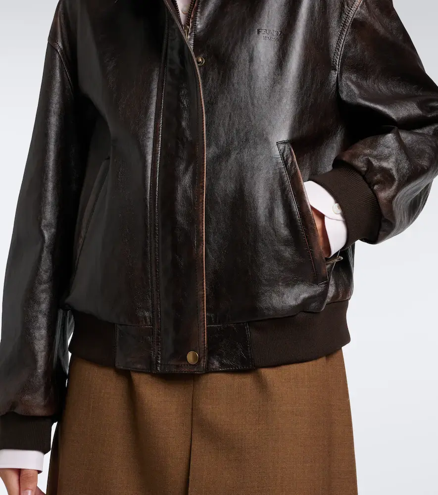 Prada Oversized leather blouson jacket | Thumbnail 2 Prada Oversized leather blouson jacket | Thumbnail 2